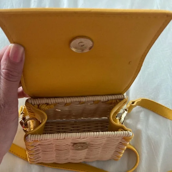 Mini Straw Crossbody Purse Yellow - Picture 7 of 11